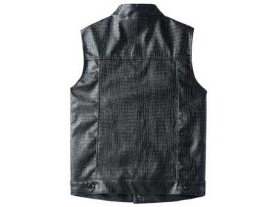Men's Leather Motorcycle Vest Black Vintage