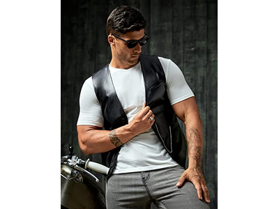 Men's PU Leather Sleeveless Motorcycle Biker Vest Jacket