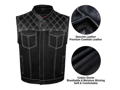 Men's SOA Denim & Leather Motorcycle Vest