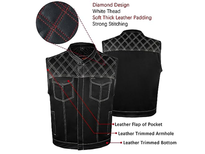 Men's SOA Denim & Leather Motorcycle Vest