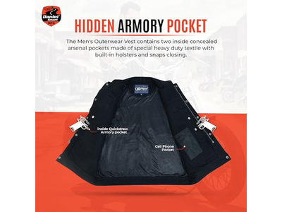 Men Denim Vest Scoop Collar Motorcycle Vest