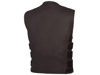 Mens SWAT Team Style Leather Motorcycle Vest