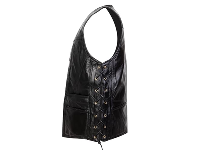 Motorcycle Genuine Leather Biker Vest for Men