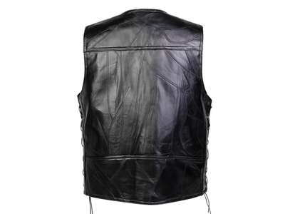 Motorcycle Genuine Leather Biker Vest for Men