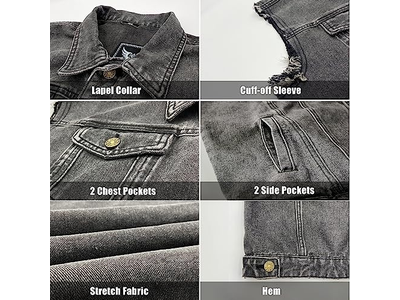 Stretchy Motorcycle Denim Sleeveless Vest