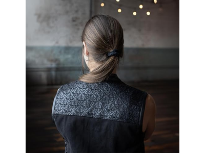 Women's 'Skelly' Black Motorcycle Denim Vest