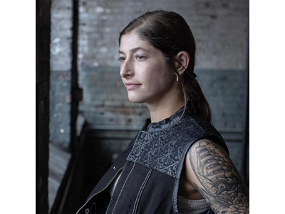 Women's 'Skelly' Black Motorcycle Denim Vest