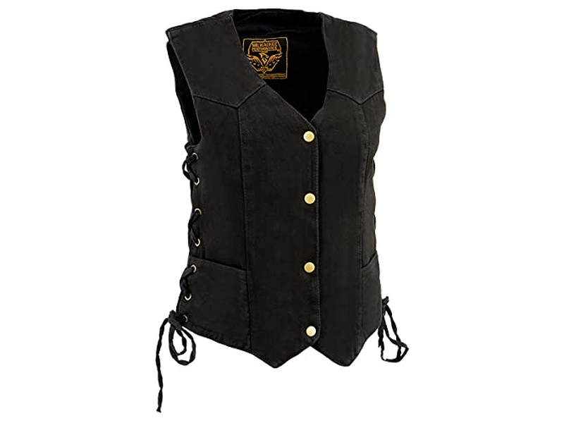 Women's Black Denim Motorcycle Vest