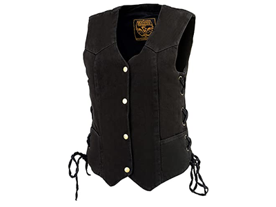 Women's Black Denim Motorcycle Vest