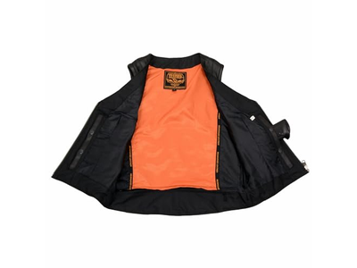 Women's Black Premium Leather Side Buckle Motorcycle Rider Vest