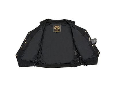 Women's Classic Black Pocket Side Lace Denim Vest